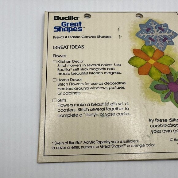 Vintages Bucilla Great Shapes 1982 Pre-Cut Plastic Canvas Shapes Flower No 5621 - Picture 8 of 9